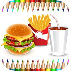 Activities of Food Coloring Book for Adults and Kids: Learn to color and draw a fast food, rice and more