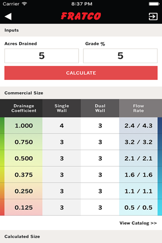 Fratco Drainage Calculator screenshot 3