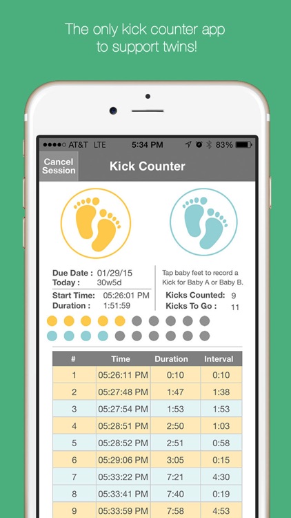 Baby Kick Counter & Monitor - Fetal movement and pregnancy tracker.
