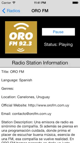 Game screenshot Uruguay Radio Live Player (Montevideo / Spanish / español) hack