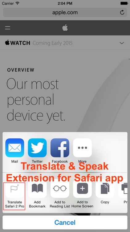 Translate 2 for Safari - Translate & Speak Web screenshot-0