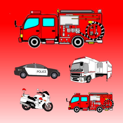 Which is the same Emergency Vehicle (Fire Truck, Ambulance ,Police Car)? Icon