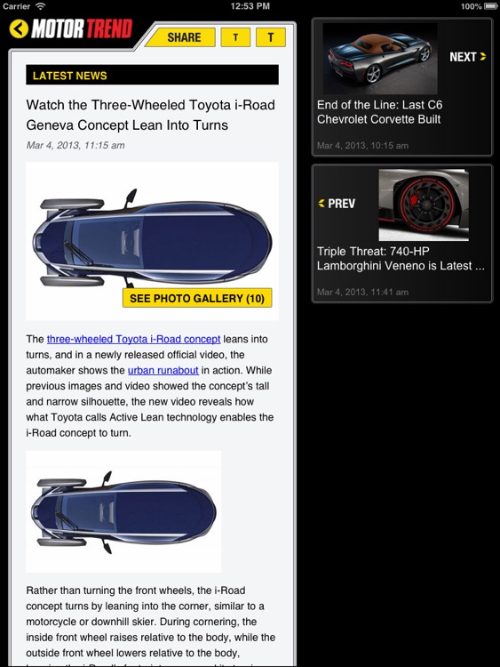MOTOR TREND News for iPad