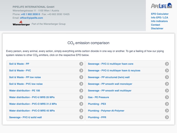 Pipelife - EPD Calculator