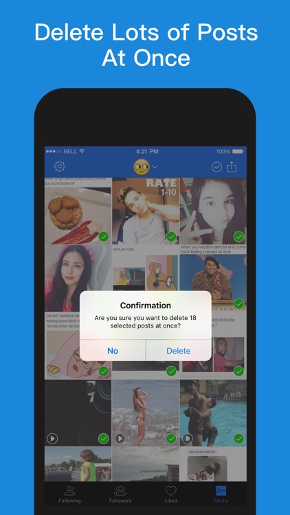 InstaCleaner - Mass Delete & Unfollow Instagram by Jiang Chen - 422 x 750 jpeg 50kB