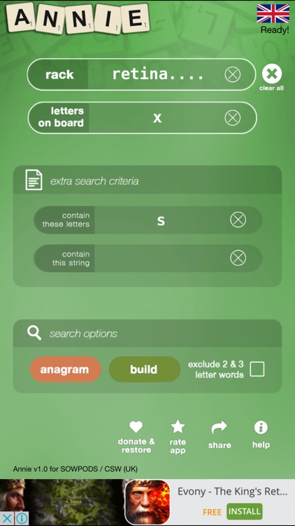 Annie - Anagrammer & Word Search for SOWPODS (UK)