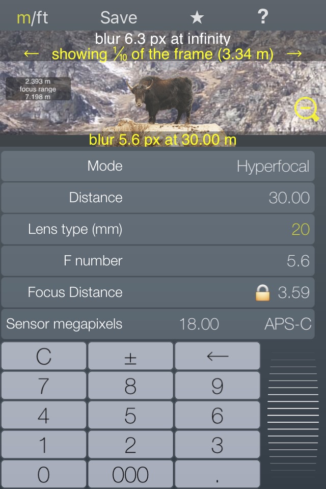 Focus / DOF hyperfocal calculator depth of field screenshot 4