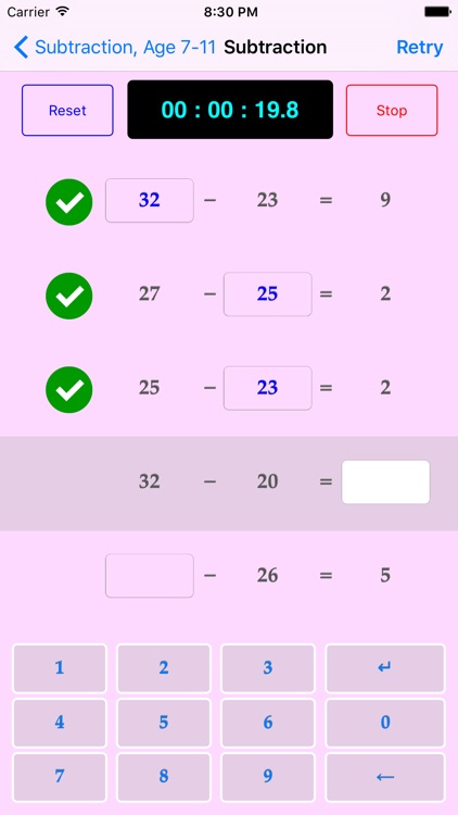 Basic Subtraction Quiz