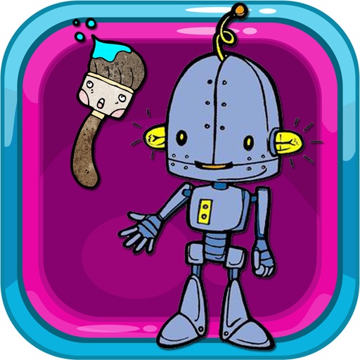 Coloring Page Game Robot Icon