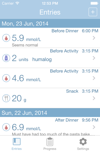 GlucoSweet - Diabetes Logbook - náhled