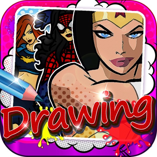 Drawing Desk Superheroes Women : Draw and Paint Coloring Book Edition icon