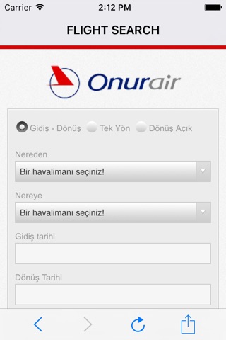 Onur Air screenshot 2