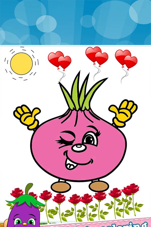 Vegetable Drawing Coloring Book - Cute Caricature Art Ideas pages for kids screenshot 4