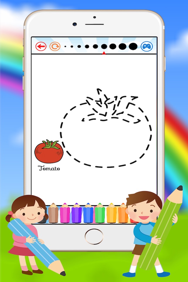 Vegetable & Fruit Coloring Book - Drawing Connect dots kids screenshot 3