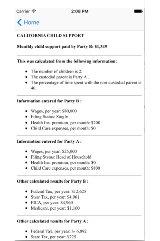 FLS California Child Support Calculator screenshot 3