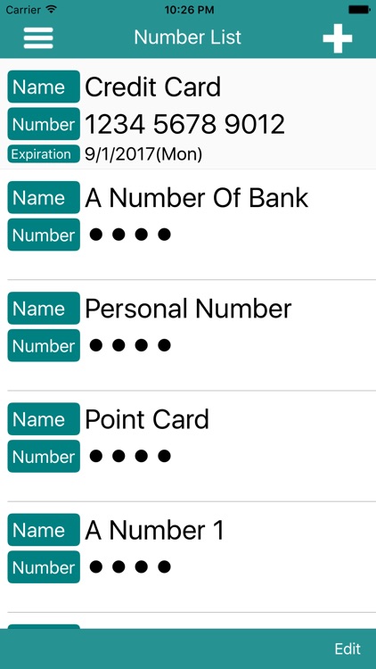 Lock numbers -carry  numbers with safety-