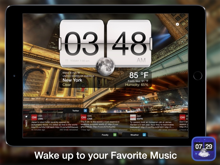 Night Stand for iPad - Free Alarm Clock, Weather & Social Reader
