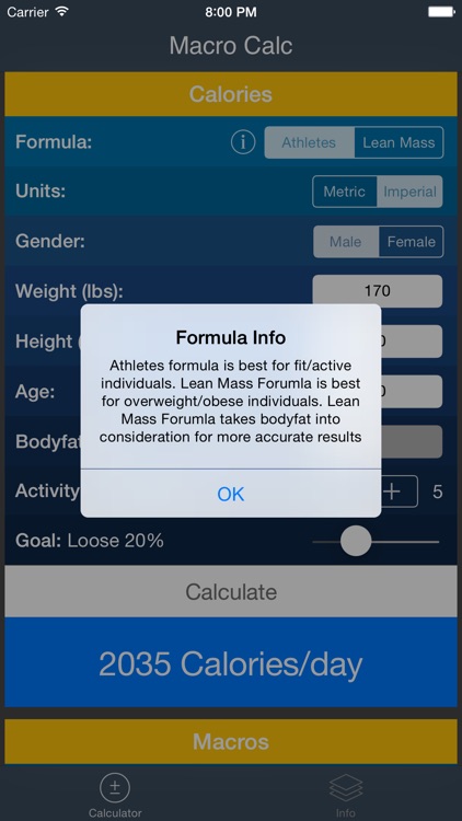 IIFYM - Macro and Calorie Calculator