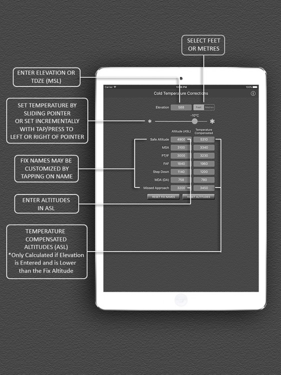 Aviation Cold Temperature Altitude Corrections for iPad