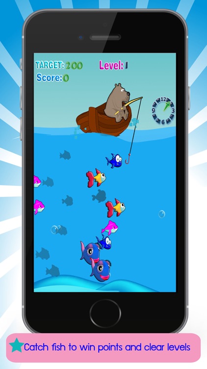 Teddy bear Fishing with Aquarium Fun Fish