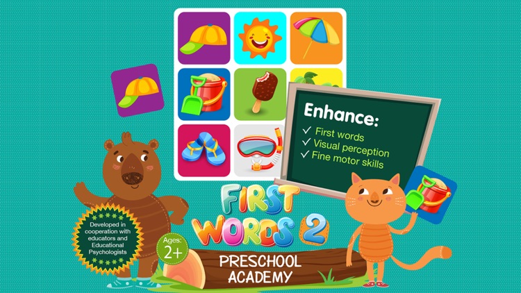 First Words 2 -  English : Preschool Academy educational matching game for Pre-k and kindergarten children
