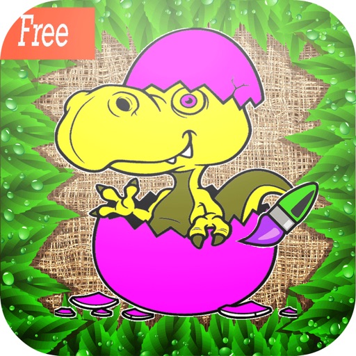 dino coloring book games : learning basic drawing and painting for kids free iOS App