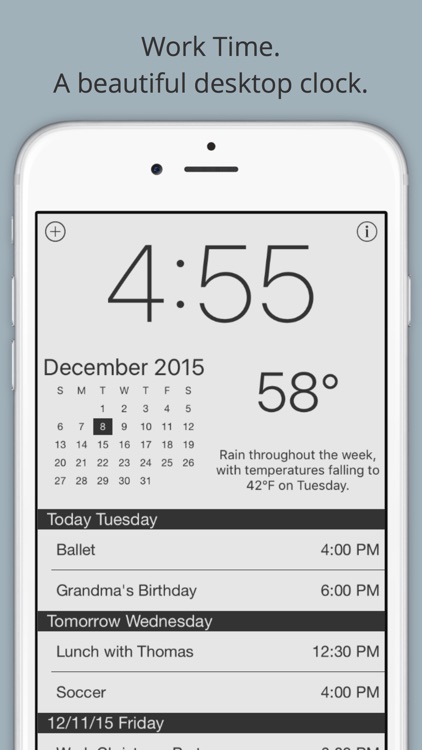 Work Time - Elegant desk top clock with calendar and weather screenshot-0