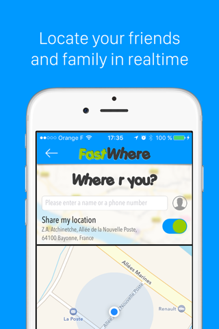 FastWhere - Find GPS location of friends and family in realtime screenshot 2