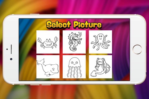 Sea Animal coloring book pastel crayon seahorse and jelly fish show for kid screenshot 2
