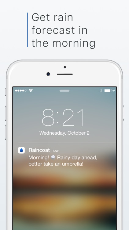 Raincoat Rain Alarm - Minimal Local Weather and Precipitation Forecast App for US & Canada