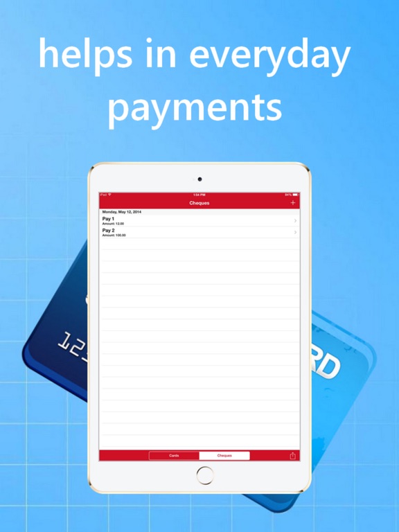 Credit Cards and Cheques Keeper iPad Credit Cards and Cheques Keeper iPad