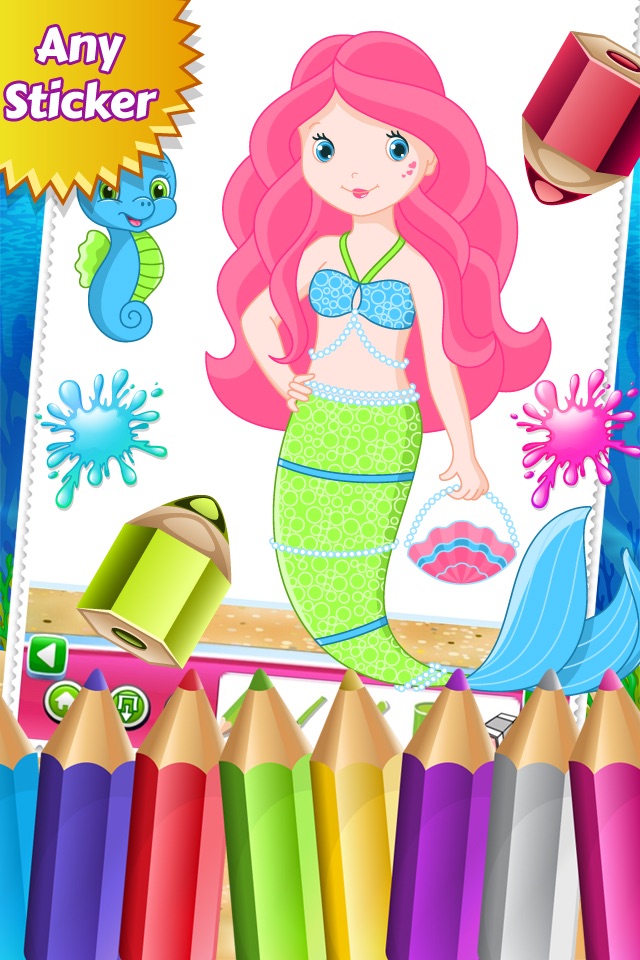 Mermaid Princess Colorbook Drawing to Paint Coloring Game for Kids screenshot 3