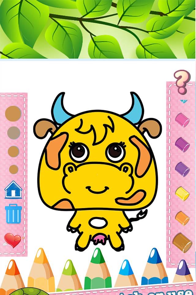 Farm Animals Drawing Coloring Book - Cute Caricature Art Ideas pages for kids screenshot 3