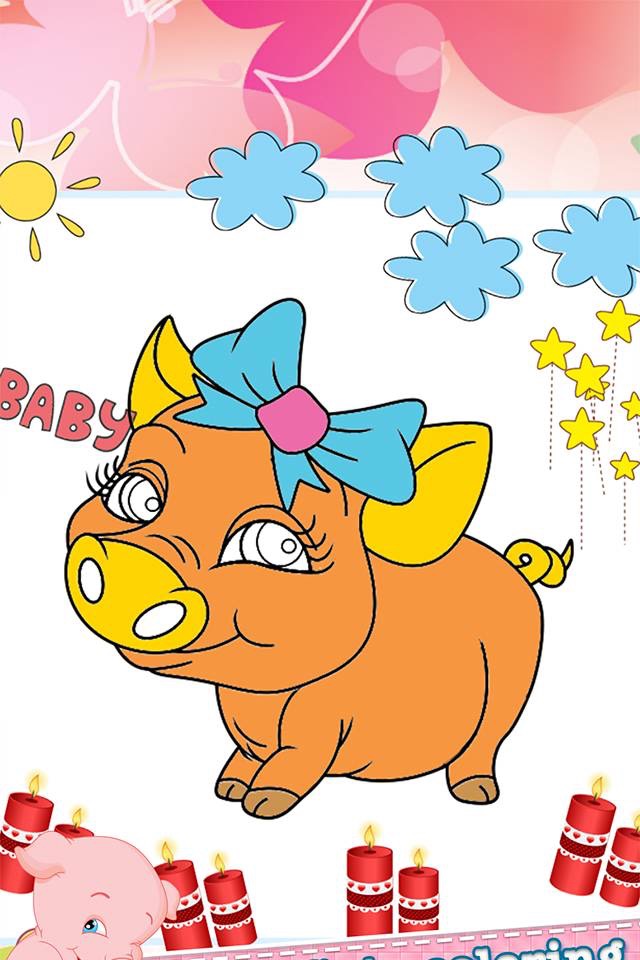 Pig Drawing Coloring Book - Cute Caricature Art Ideas pages for kids screenshot 4