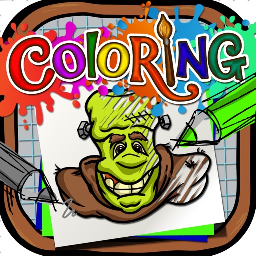 Coloring Book : Painting Pictures on Zombies Cartoon in Halloween icon