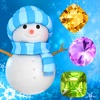 この休日のカウントダウンの一致雪や凍結した宝石 - 雪だるまのゲームとクリスマスパズル
