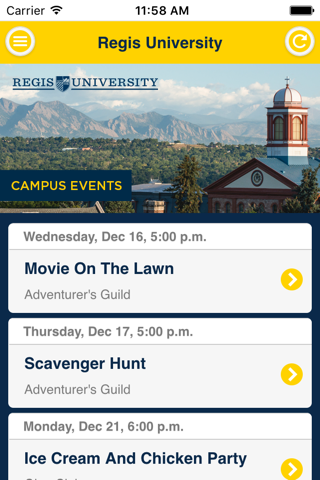 Regis University Events screenshot 2