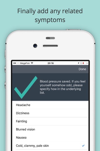 Live Heart - Blood Pressure measurements with related symptoms screenshot 3