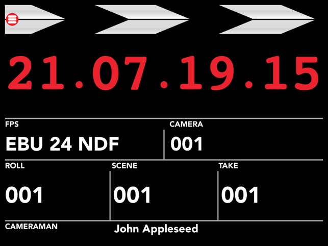 Clapperboard (SMPTE/EBU Universal Time G