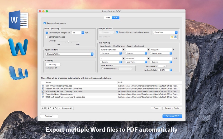 BatchOutput DOC 2.5.9 Mac 破解版 自动从Microsoft Word进行打印和生成PDF的工具