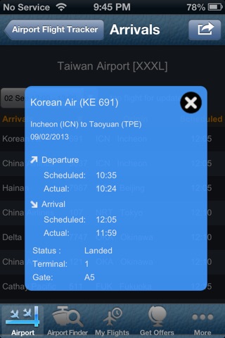 Taiwan Taoyuan Airport (TPE) Flight Tracker radar screenshot 3