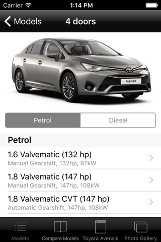 Specs for Toyota Avensis T270 2015 edition screenshot 2