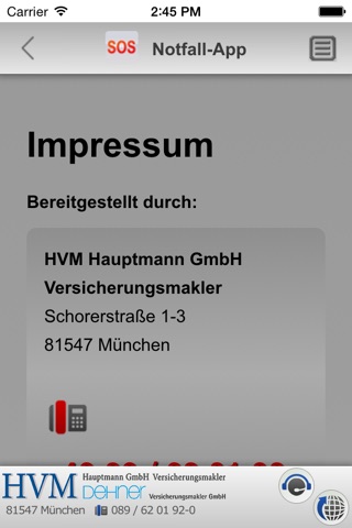 Notfall-App - HVM Versicherungsmakler screenshot 2