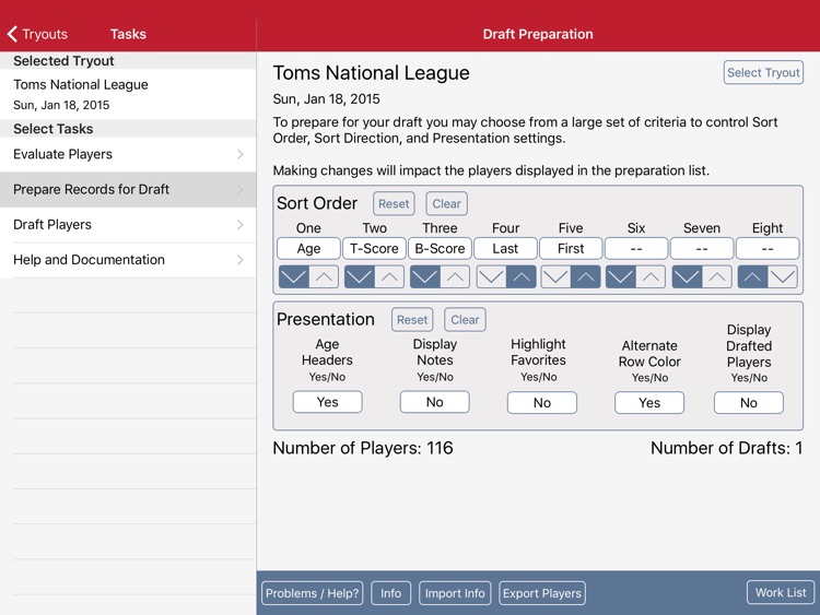 Tryout and Draft Management