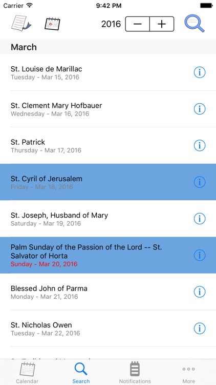 Catholic Calendar with notifications