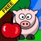 The apples start falling from the tree and a hungry pig wants to eat them all
