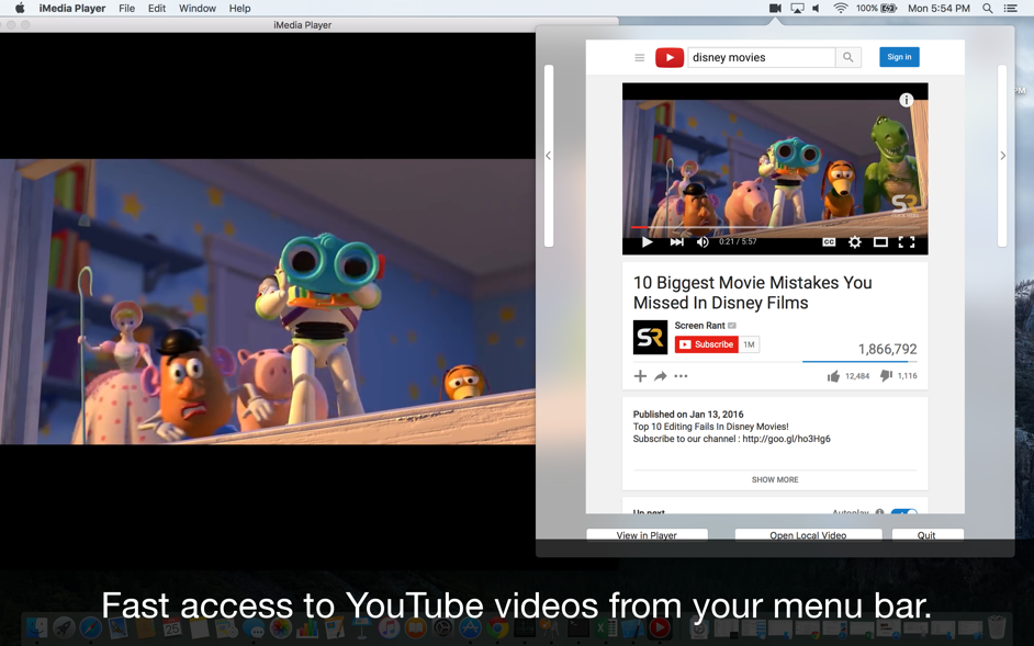 Flix Player for YouTube 2.1.1  Fast access to YouTube from the menubar