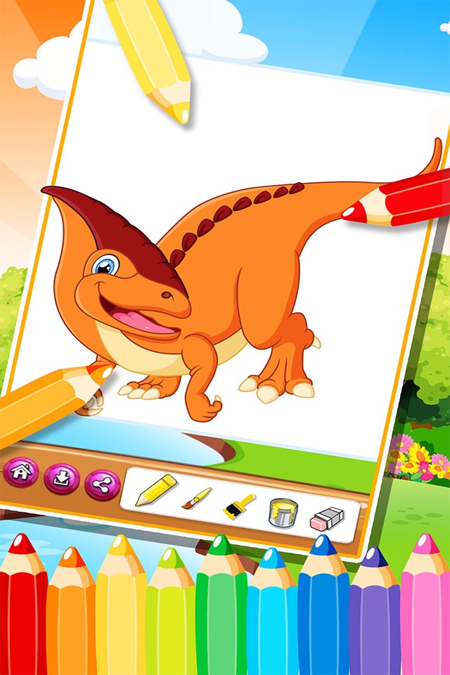 The Cute dinosaur Coloring book ( Drawing Pages ) 2 - Learning & Education Games  Free and Good For activities Kindergarten Kids App 4 screenshot 2