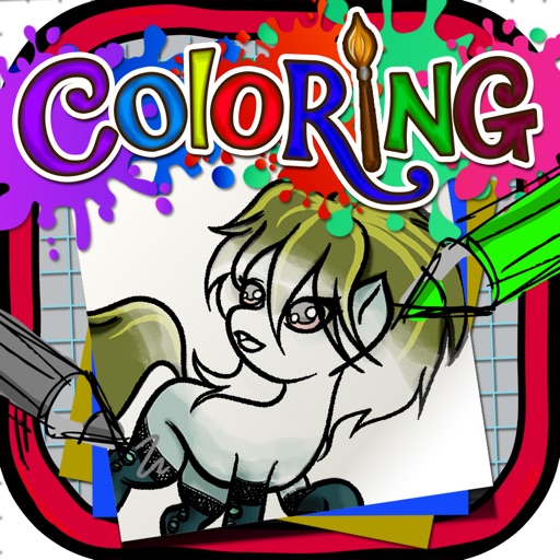 Coloring Book : Painting Picture on My Monster Pony Cartoon for Pro