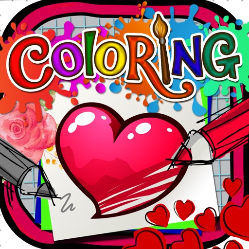 Coloring Book : Painting Pictures on Hearts Cartoon Pro